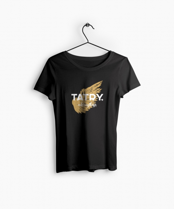 Koszulka damska Tatry czarna ze złotym skrzydłem