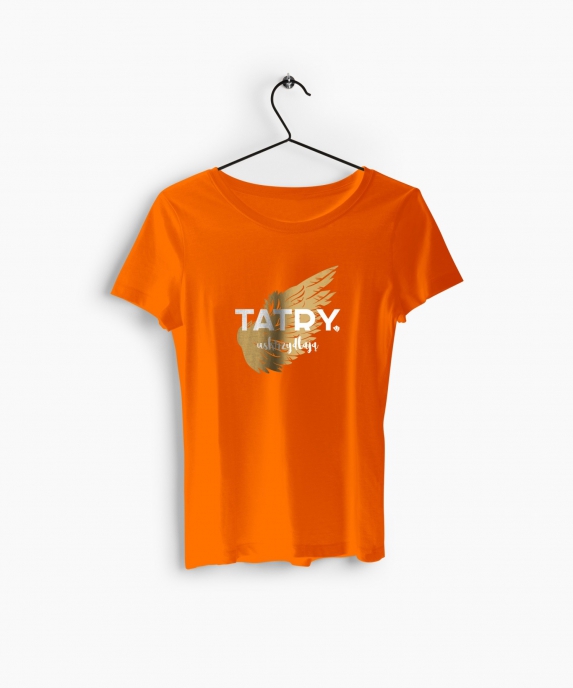 Koszulka damska Tatry orange ze złotym skrzydłem